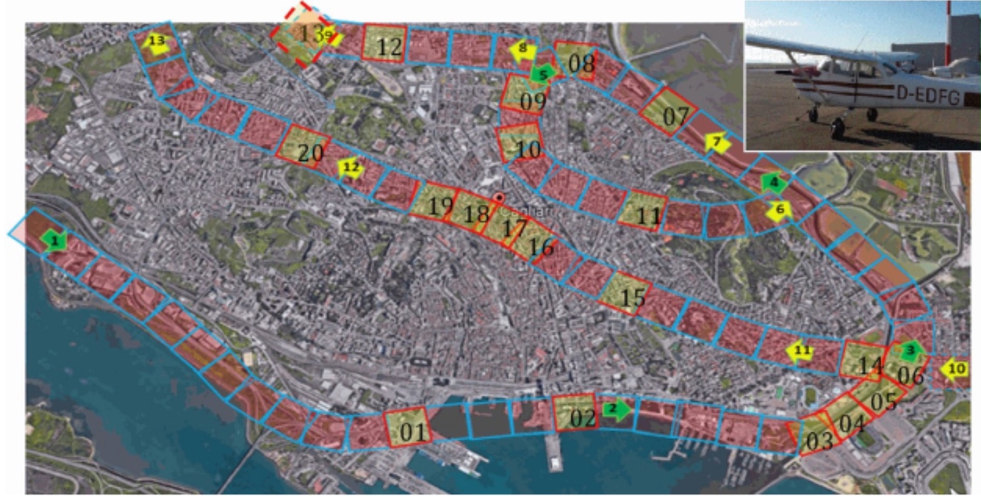 カリアリ上空の熱画像航空調査